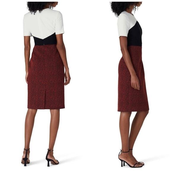 Jason Wu Collective Red Jacquard Colorblock Short Sleeve Mini Dress Size 12 - Picture 2 of 8